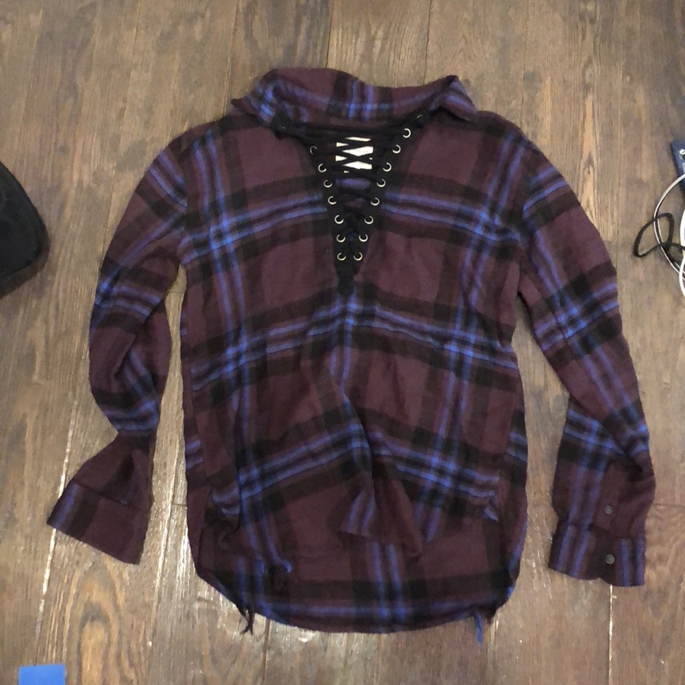 American eagle purple flannel with ties